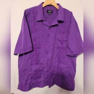 Omega Italy Short sleeve Button up shirt, Purple Men's 2XL